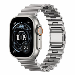 Apple Watch Armband aus Edelstahl, verstellbarer Magnetverschluss, Metallarmband für Herren, robustes und elegantes Accessoire, Modell Jisey