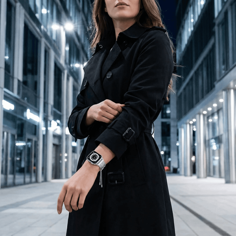 Bracelet Apple Watch, en acier inoxydable, pour femme, modèle Lorena