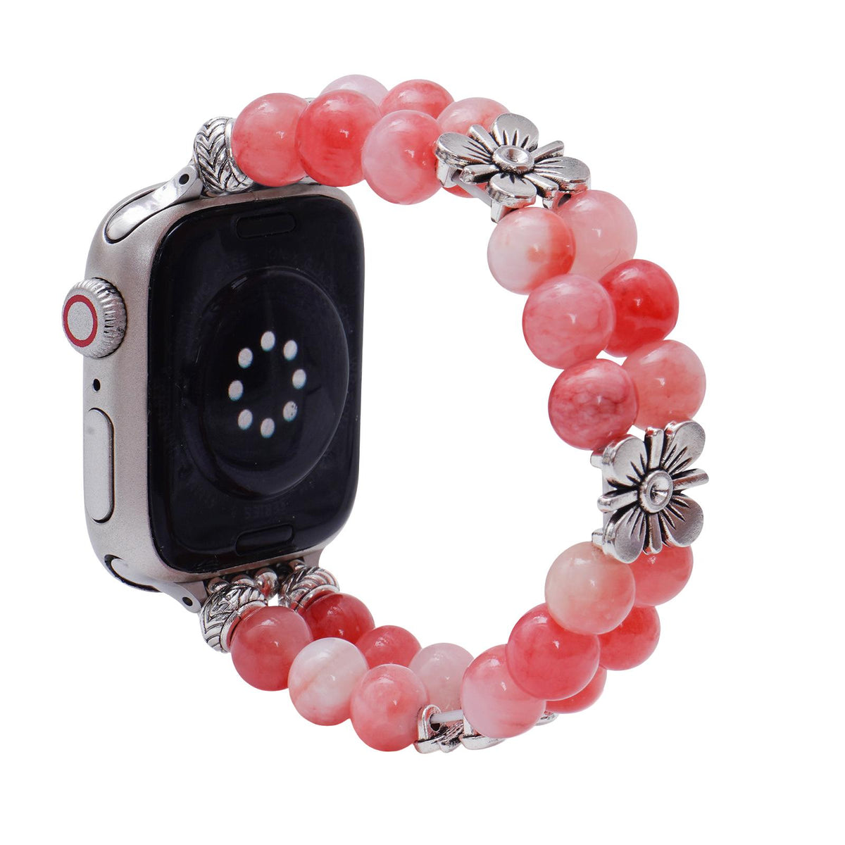 Apple Watch-armbånd i ægte agat, farverige naturperler, behagelig elastik til kvinder, elegant håndledssmykke, model Rodra