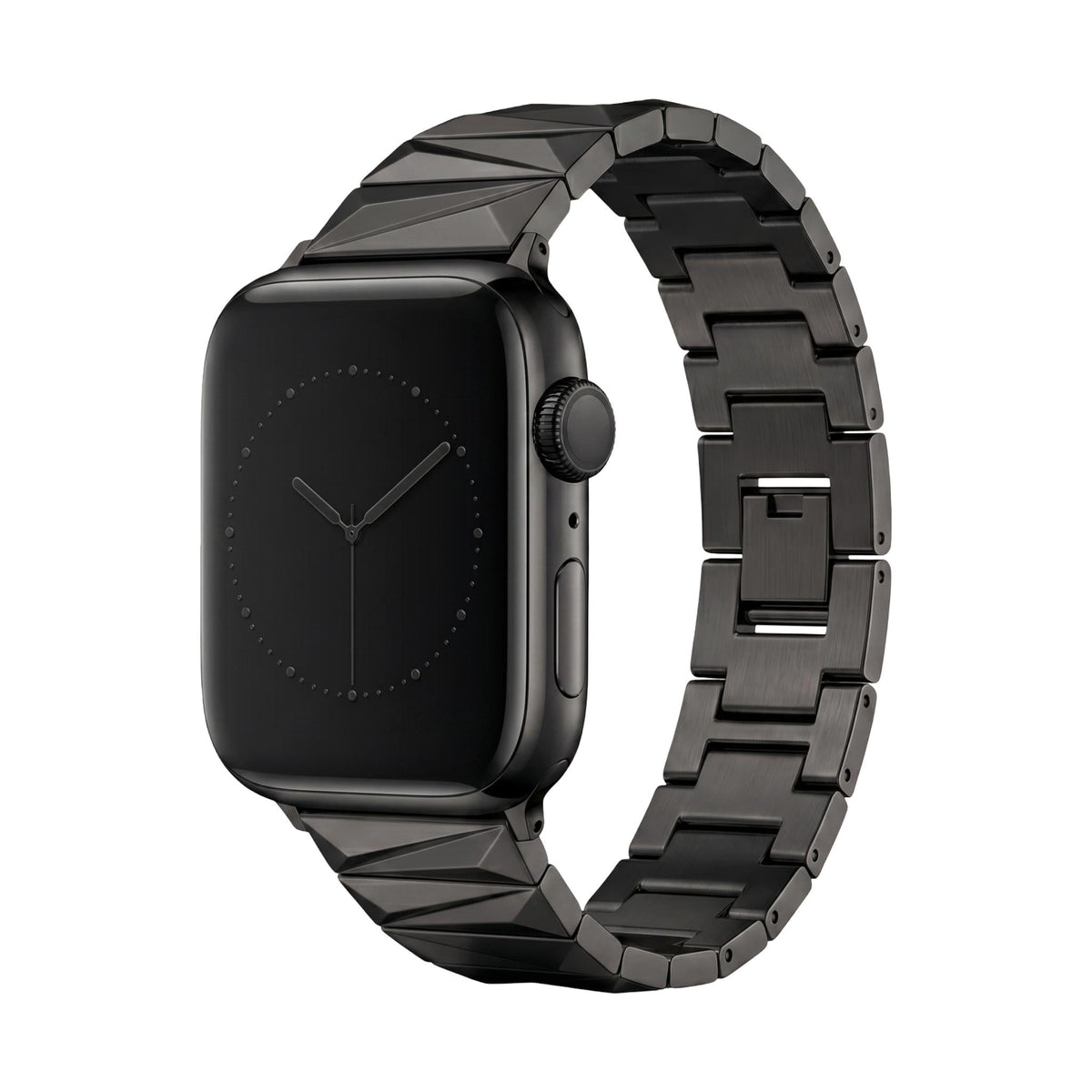 Pulseira para Apple Watch em liga metálica, elos geométricos, acabamento luxuoso, ajustável, para mulher, modelo Gisca