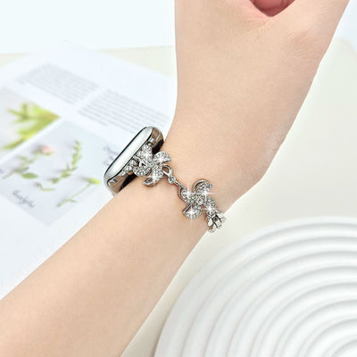 Apple Watch Armband aus Metalllegierung, drehbare Lotusblume, verstellbare Clip-Glieder, für Damen, Modell Lossia