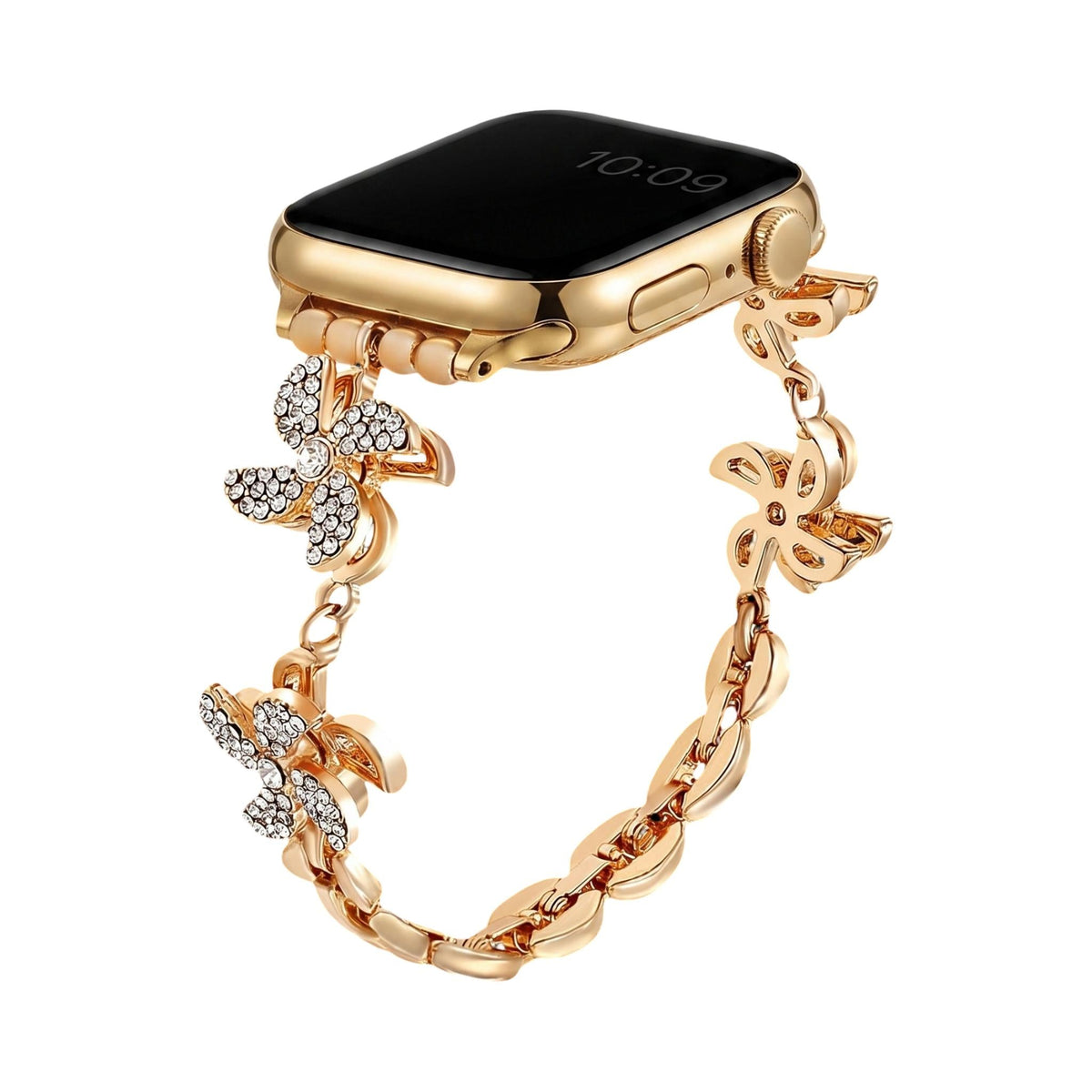 Apple Watch Armband aus Metalllegierung, drehbare Lotusblume, verstellbare Clip-Glieder, für Damen, Modell Lossia