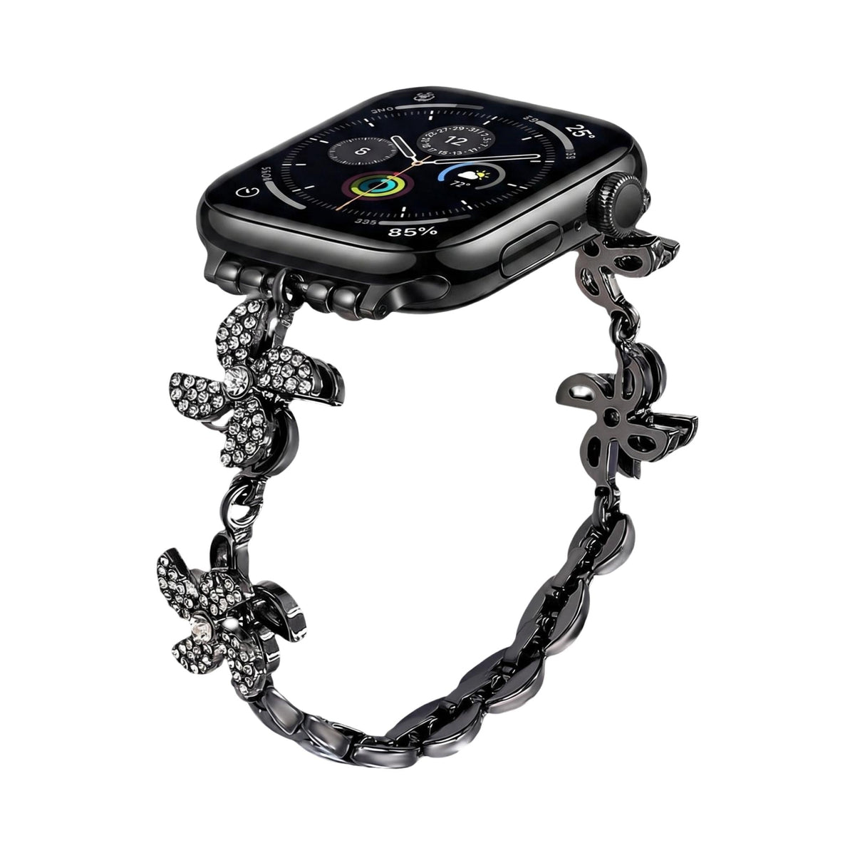 Apple Watch Armband aus Metalllegierung, drehbare Lotusblume, verstellbare Clip-Glieder, für Damen, Modell Lossia