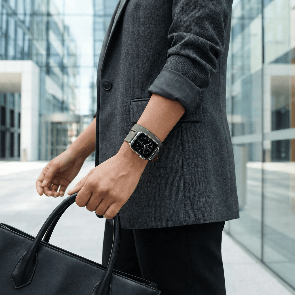 Apple Watch-armbånd i læder med dobbelt omvikling til kvinder, model Ermione