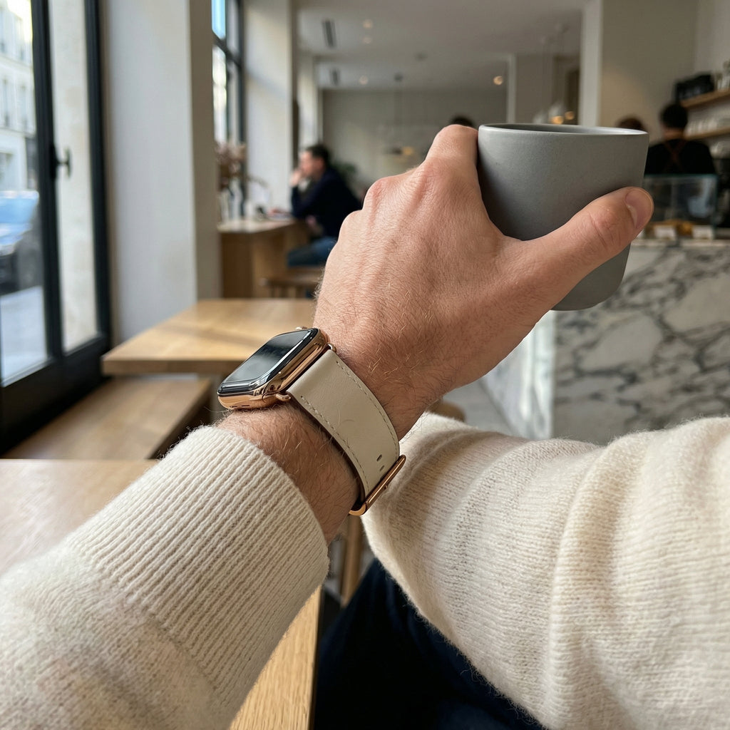 Pulseira para Apple Watch, em pele, unissexo, modelo Jano