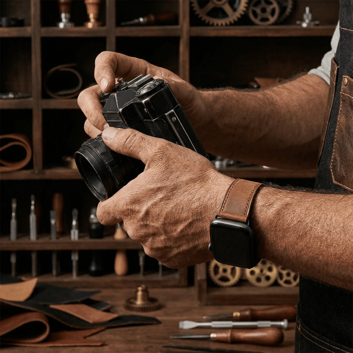 Apple Watch bracelet, leather, unisex, Jano model