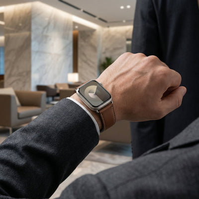 Βραχιόλι για Apple Watch, μαγνητικό κούμπωμα δύο τμημάτων, ραφές τύπου σελλιέ, μοντέλο Ozias