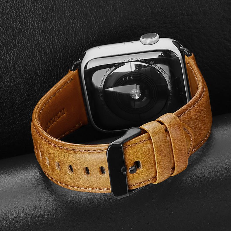 Bracelet Apple Watch, surpiqûres contrastées, boucle ardillon, style business, modèle Ernest