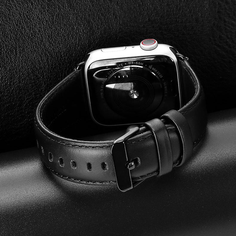 Bracelet Apple Watch, surpiqûres contrastées, boucle ardillon, style business, modèle Ernest