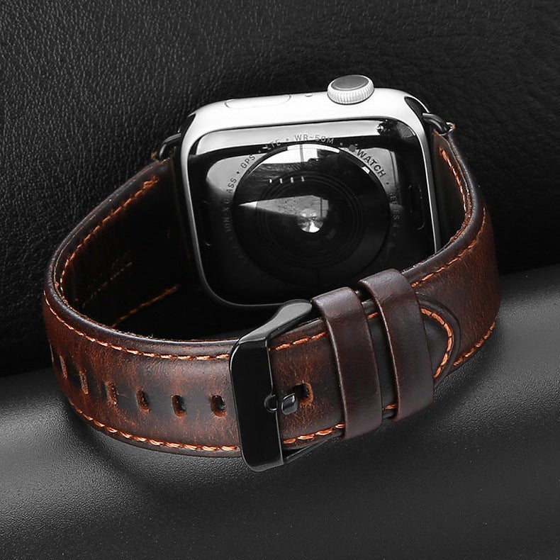 Bracelet Apple Watch, surpiqûres contrastées, boucle ardillon, style business, modèle Ernest