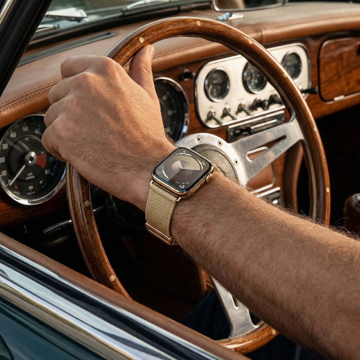 Apple Watch Armband aus gewebtem Denim, magnetischer Verschluss, Modell Aion