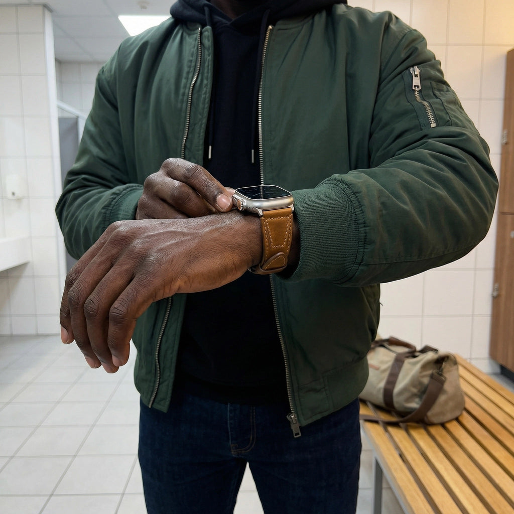Apple Watch Armband aus echtem Leder, klassische Dornschließe, elegantes Herren-Accessoire, Armband für Smartwatch, raffinierter urbaner Stil, Modell Horsé