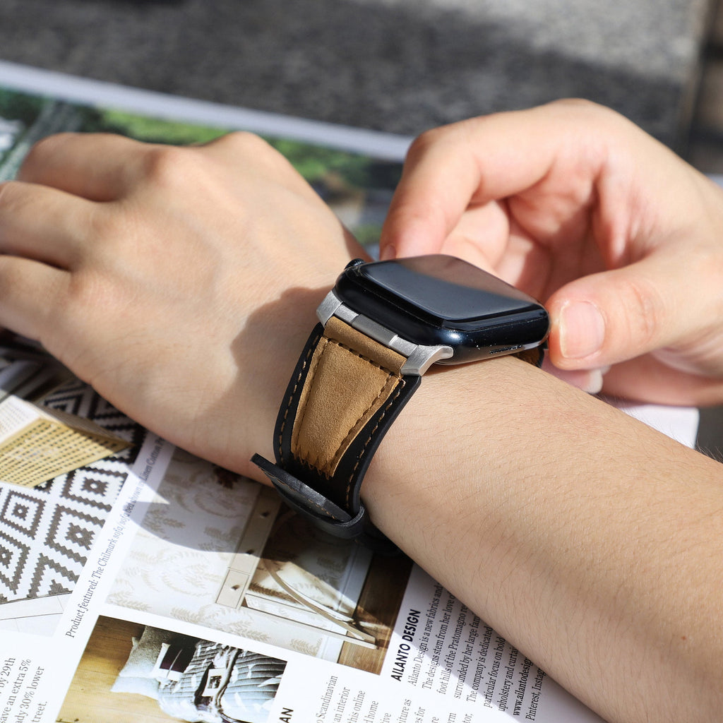 Apple Watch Armband aus echtem Leder, klassische Dornschließe, elegantes Herren-Accessoire, Armband für Smartwatch, raffinierter urbaner Stil, Modell Horsé