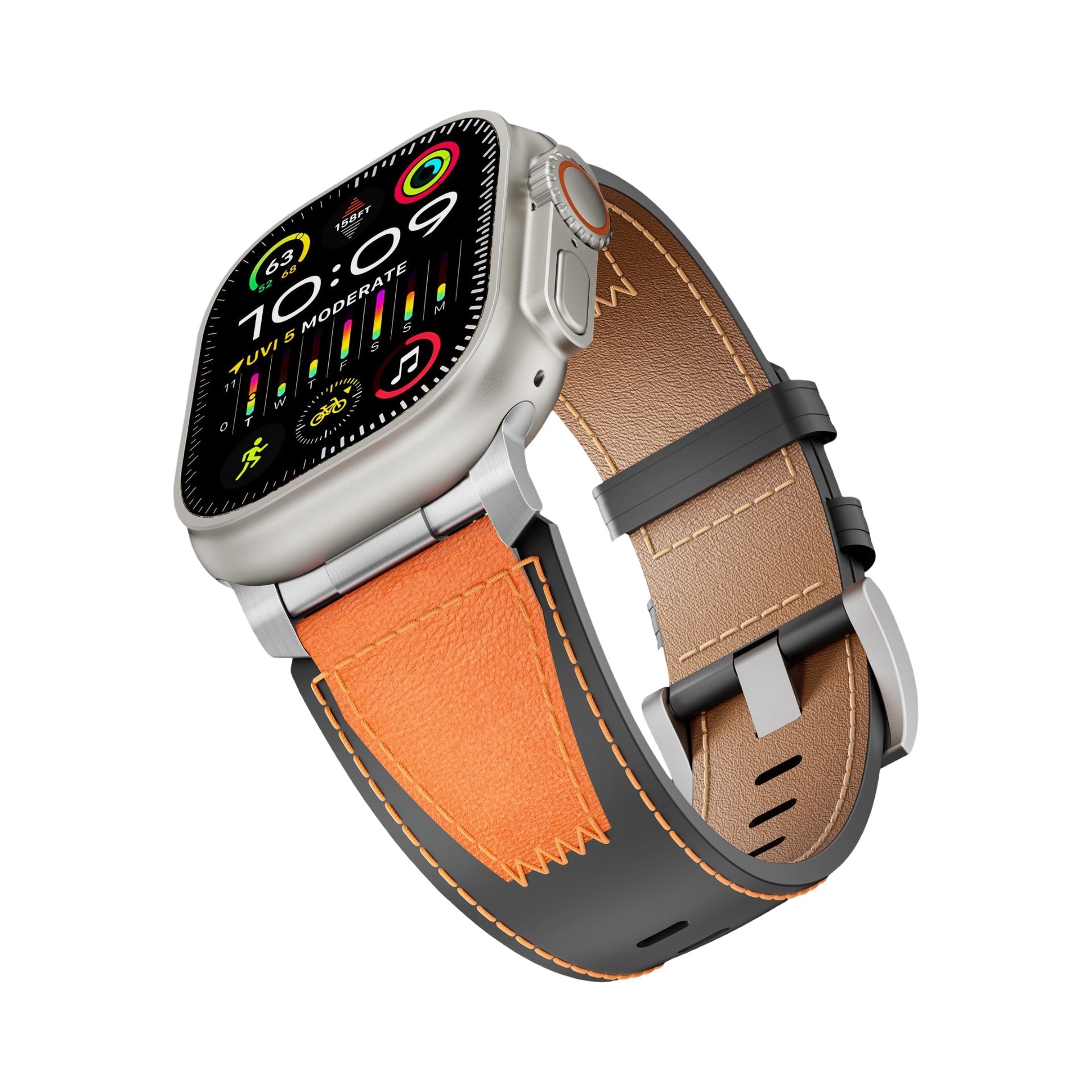 Genuine Leather Apple Watch Bracelet, Classic Buckle Clasp, Elegant Men's Accessory, Smartwatch Band, Refined Urban Style, Horsé Model