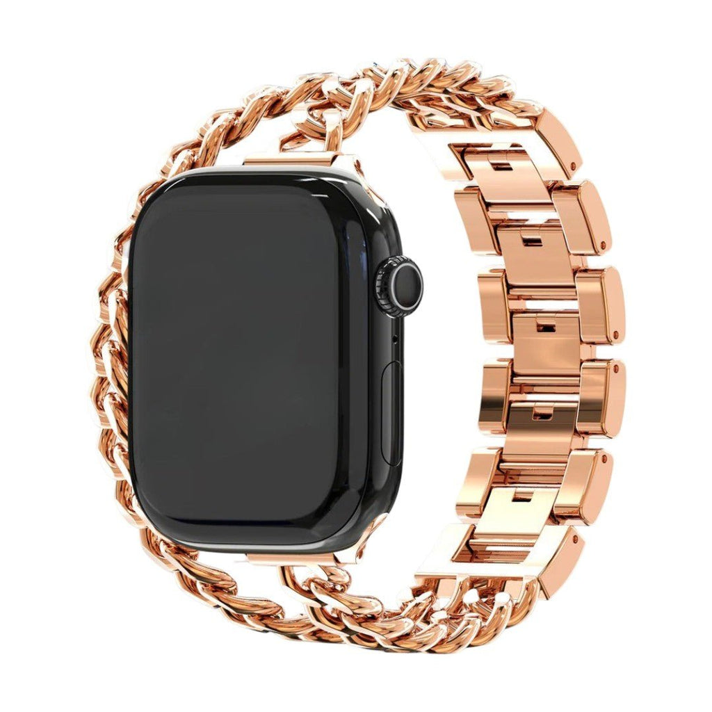 Bracelet Apple Watch en métal, maille gourmette double tour, élégant et moderne, fermoir sécurisé, modèle Phipa