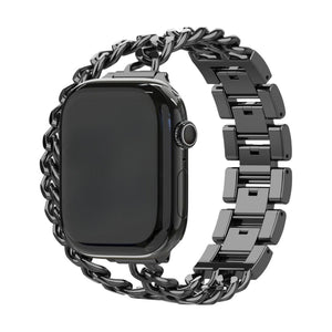 Bracelet Apple Watch en métal, maille gourmette double tour, élégant et moderne, fermoir sécurisé, modèle Phipa