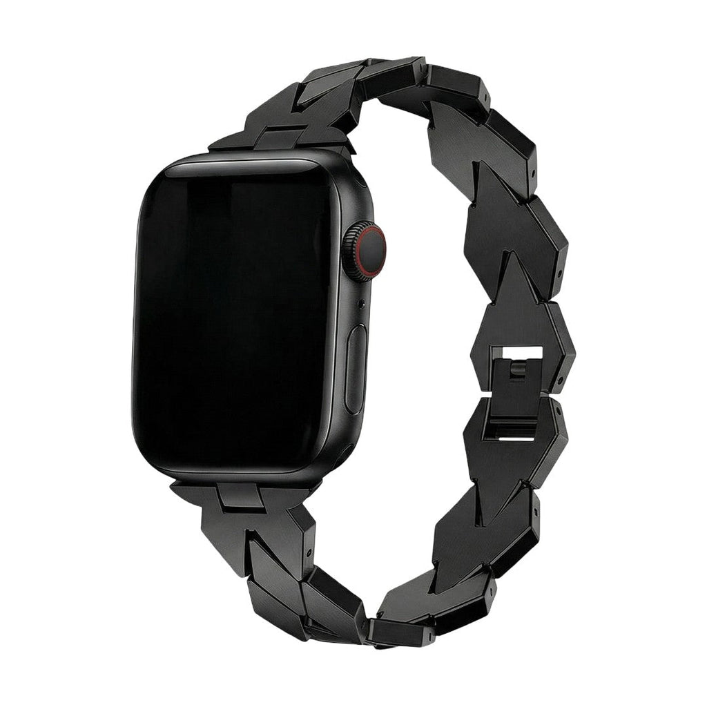 Armband für Apple Watch aus Metall, elegante kantige Glieder, unsichtbarer Sicherheitsverschluss, hochwertige Verarbeitung, Modell Angla
