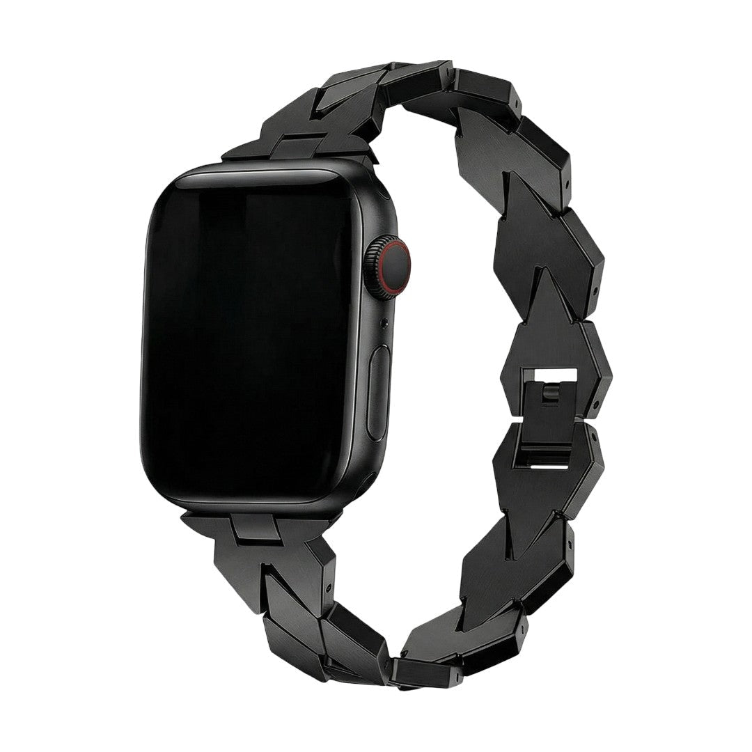 Apple Watch Bracelet with Geometric Links, Diamond Pattern, Butterfly Clasp, Angla Model