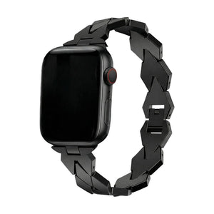 Armband für Apple Watch aus Metall, elegante kantige Glieder, unsichtbarer Sicherheitsverschluss, hochwertige Verarbeitung, Modell Angla