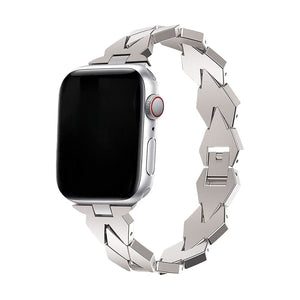 Armband für Apple Watch aus Metall, elegante kantige Glieder, unsichtbarer Sicherheitsverschluss, hochwertige Verarbeitung, Modell Angla