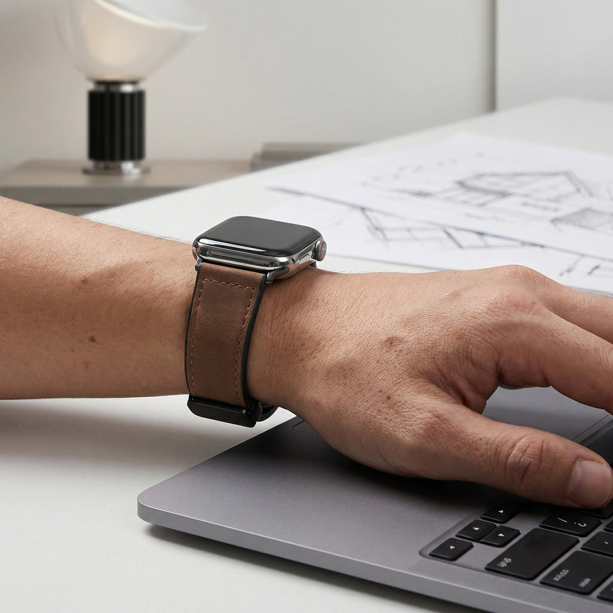 Apple Watch Bracelet, silicone and leather-look, magnetic clasp, Kaelith model