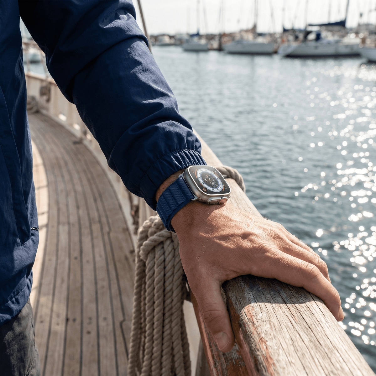 Bracelet Apple Watch, en nylon à boucle alpine, mixte, modèle Zane