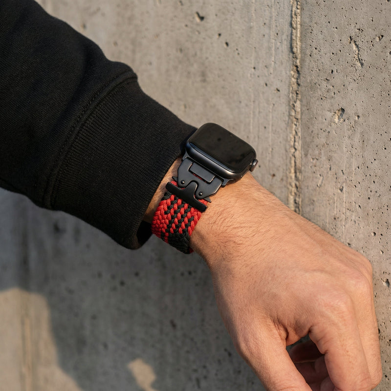 Bracelet Apple Watch, en nylon à motif, mixte, boucle tactique, modèle Nélo