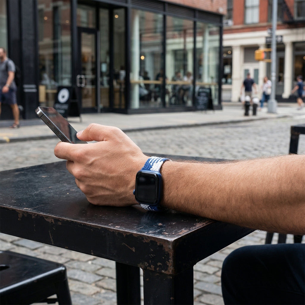 Bracelet Apple Watch, en nylon à motif, mixte, boucle tactique, modèle Nélo