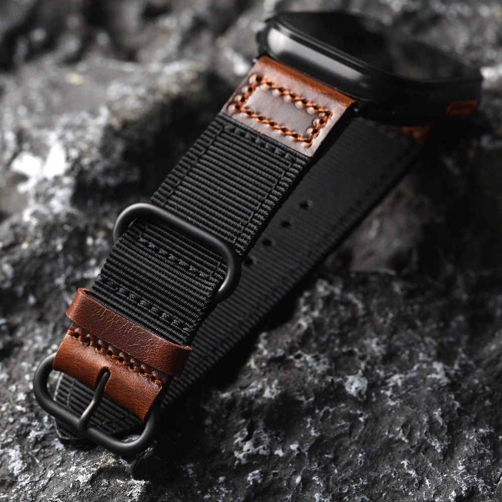 Λουράκι Apple Watch από χοντρό νάιλον με δερμάτινες λεπτομέρειες, άνετη εφαρμογή και έντονος χαρακτήρας, μοντέλο Josua