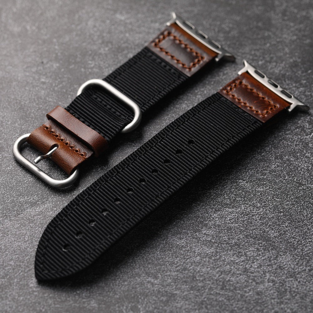 Λουράκι Apple Watch από χοντρό νάιλον με δερμάτινες λεπτομέρειες, άνετη εφαρμογή και έντονος χαρακτήρας, μοντέλο Josua