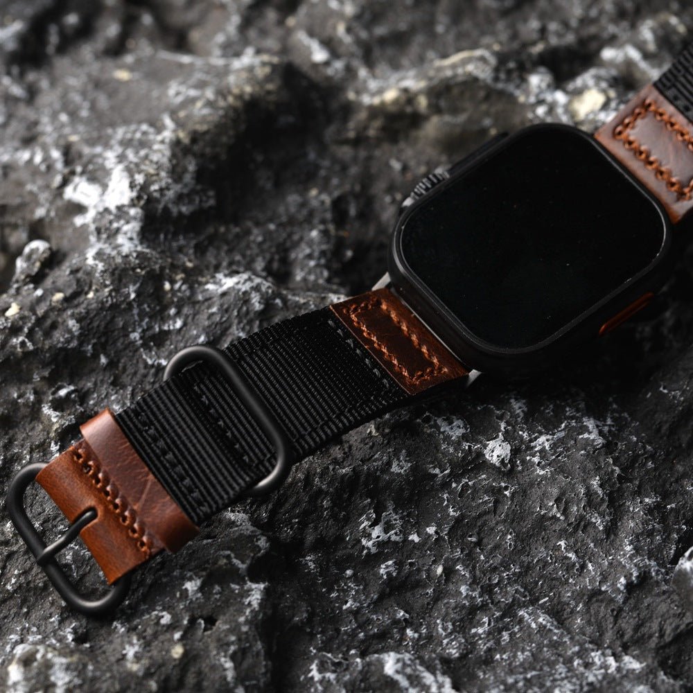 Λουράκι Apple Watch από χοντρό νάιλον με δερμάτινες λεπτομέρειες, άνετη εφαρμογή και έντονος χαρακτήρας, μοντέλο Josua