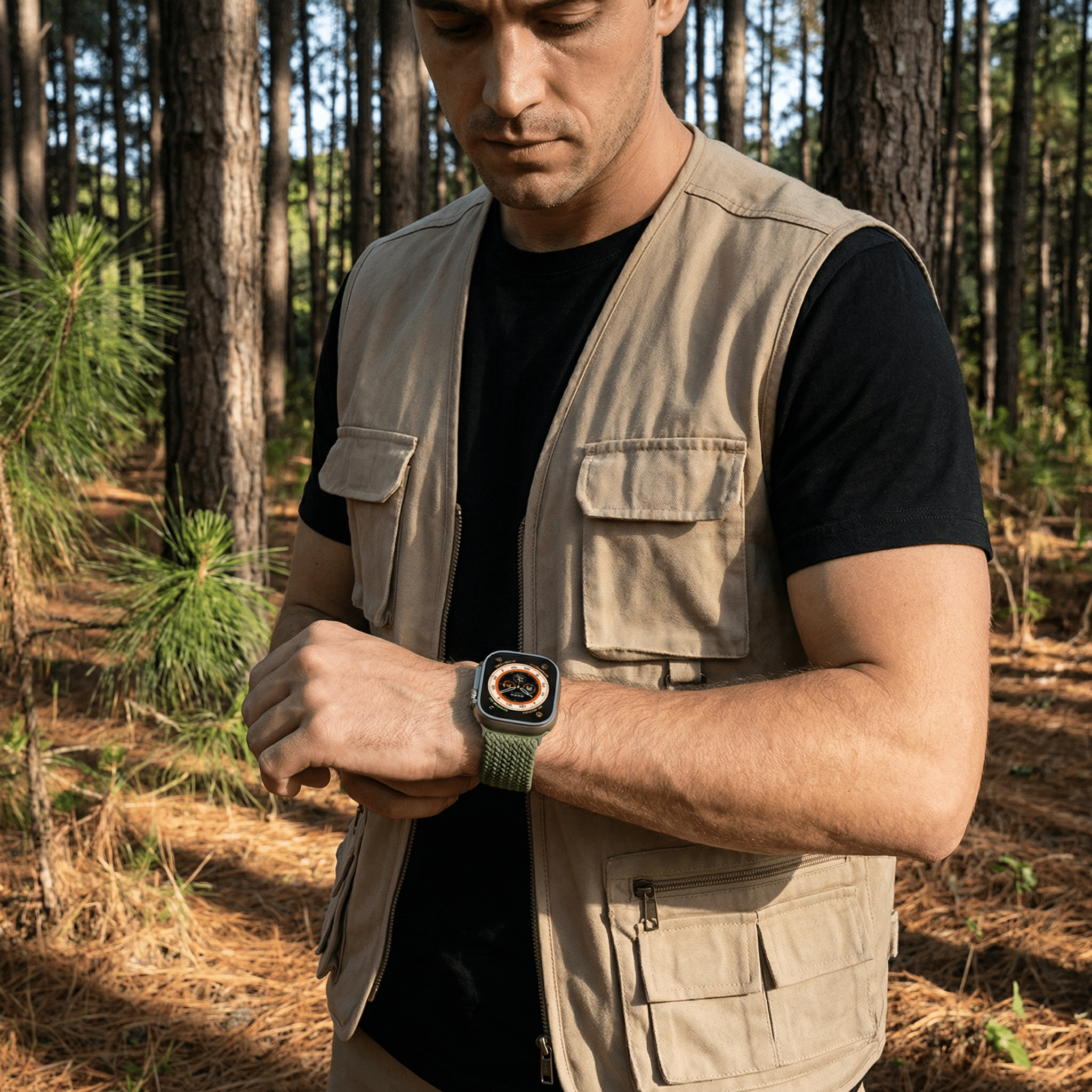 Pulseira Apple Watch, em nylon, unissexo, fivela tática, modelo Raby