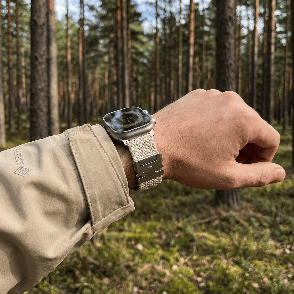 Pulseira Apple Watch, em nylon, unissexo, fivela tática, modelo Raby