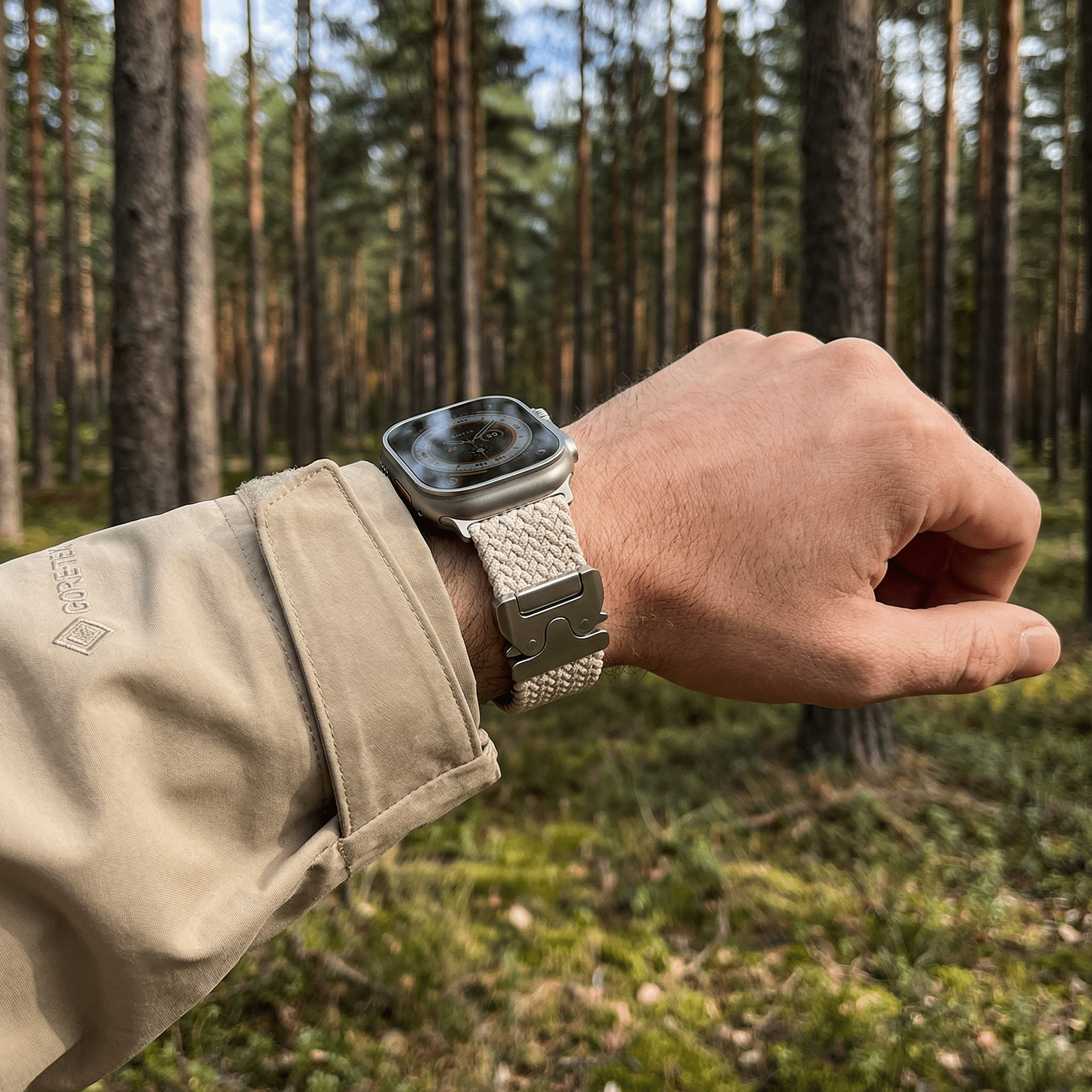 Pulseira Apple Watch, em nylon, unissexo, fivela tática, modelo Raby