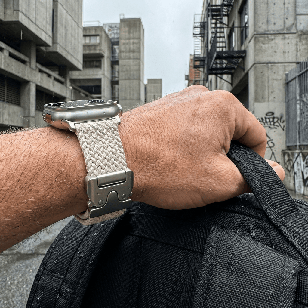 Pulseira Apple Watch, em nylon, unissexo, fivela tática, modelo Raby