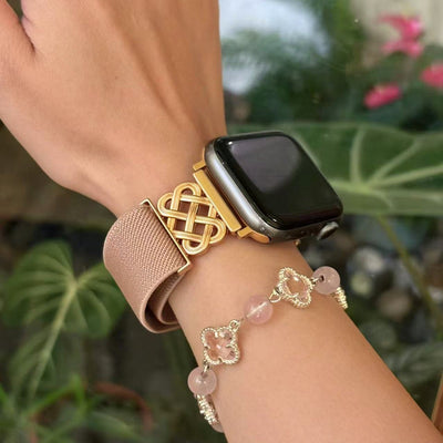 Bracelet Apple Watch en nylon tissé, motif nœud celtique infini, boucle magnétique, style élégant, modèle Louison