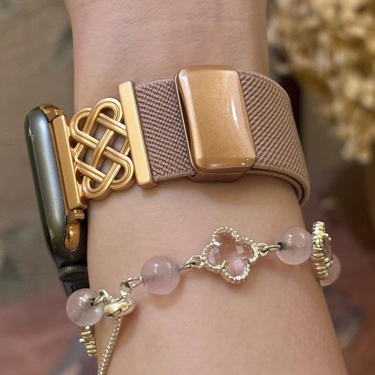 Bracelet Apple Watch en nylon tissé, motif nœud celtique infini, boucle magnétique, style élégant, modèle Louison