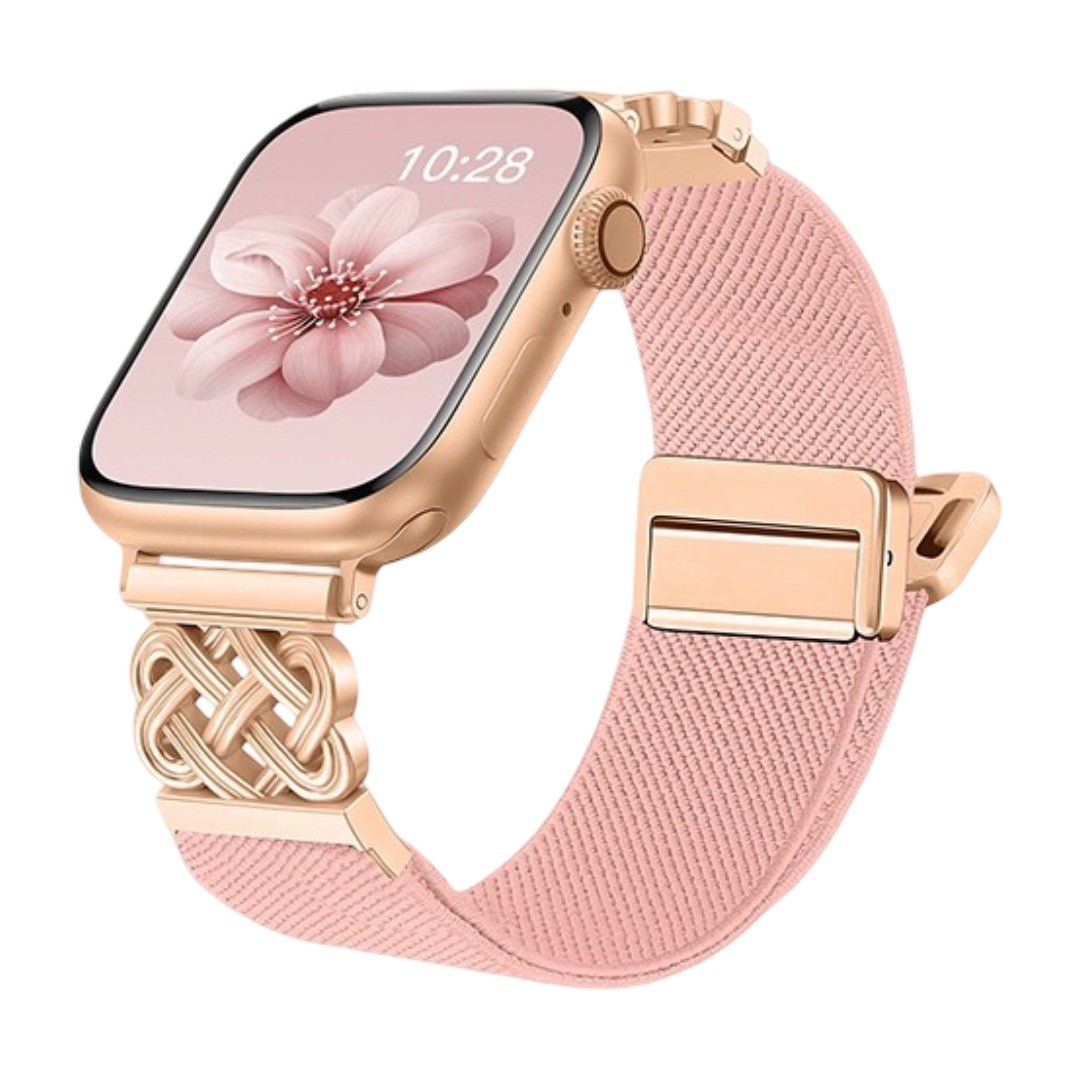 Geflochtenes Nylonarmband für Apple Watch, keltisches Unendlichkeitssymbol, Magnetschließe, eleganter Stil, Modell Louison