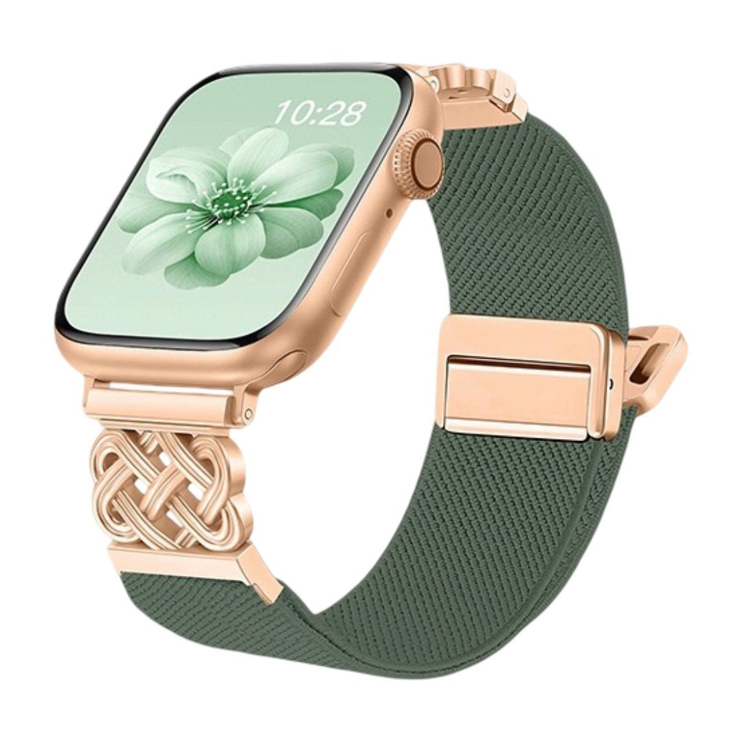 Geflochtenes Nylonarmband für Apple Watch, keltisches Unendlichkeitssymbol, Magnetschließe, eleganter Stil, Modell Louison