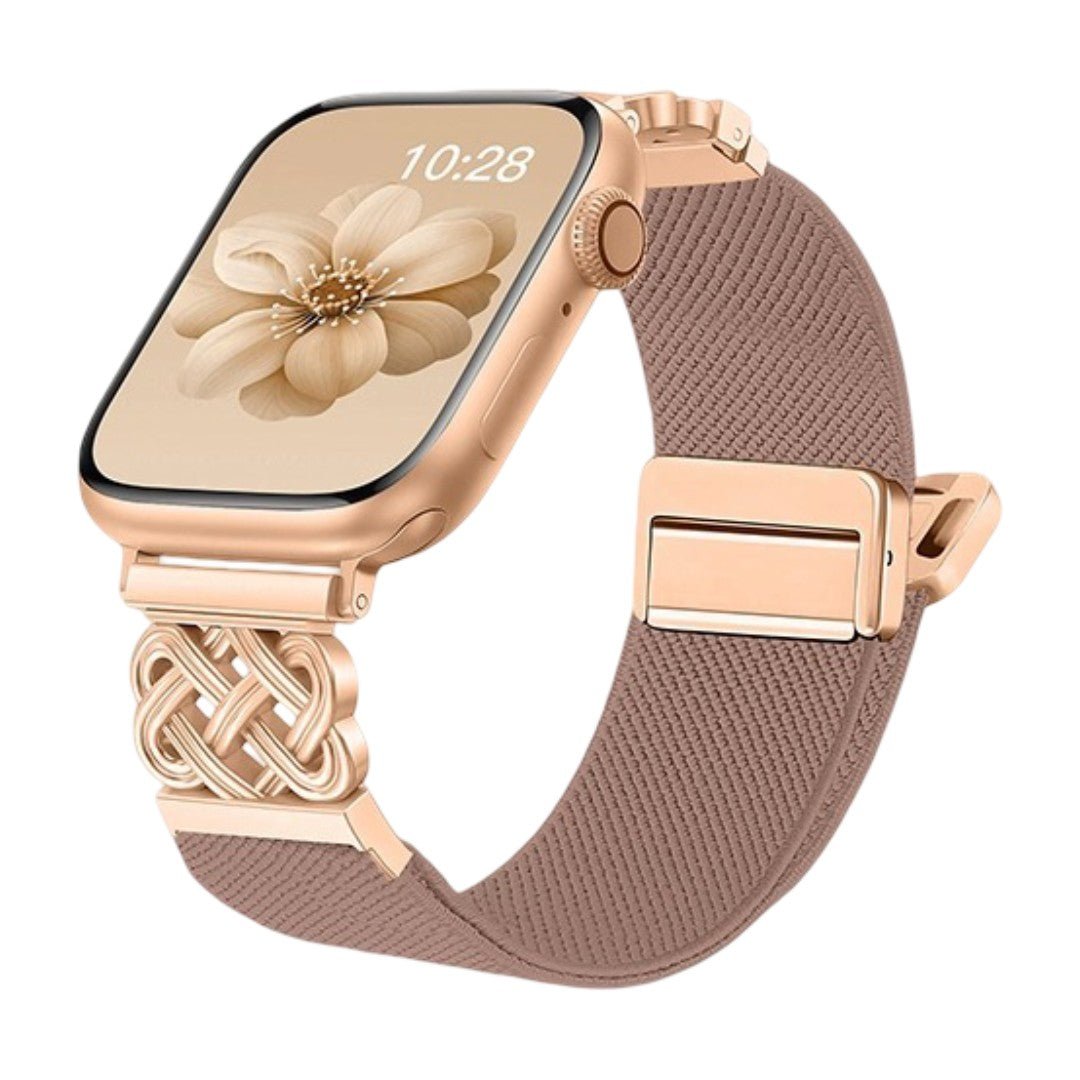 Bracelet Apple Watch en nylon tissé, motif nœud celtique infini, boucle magnétique, style élégant, modèle Louison