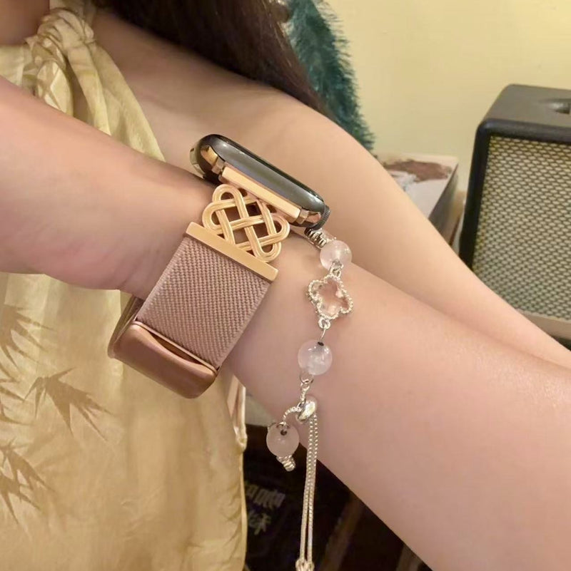 Geflochtenes Nylonarmband für Apple Watch, keltisches Unendlichkeitssymbol, Magnetschließe, eleganter Stil, Modell Louison