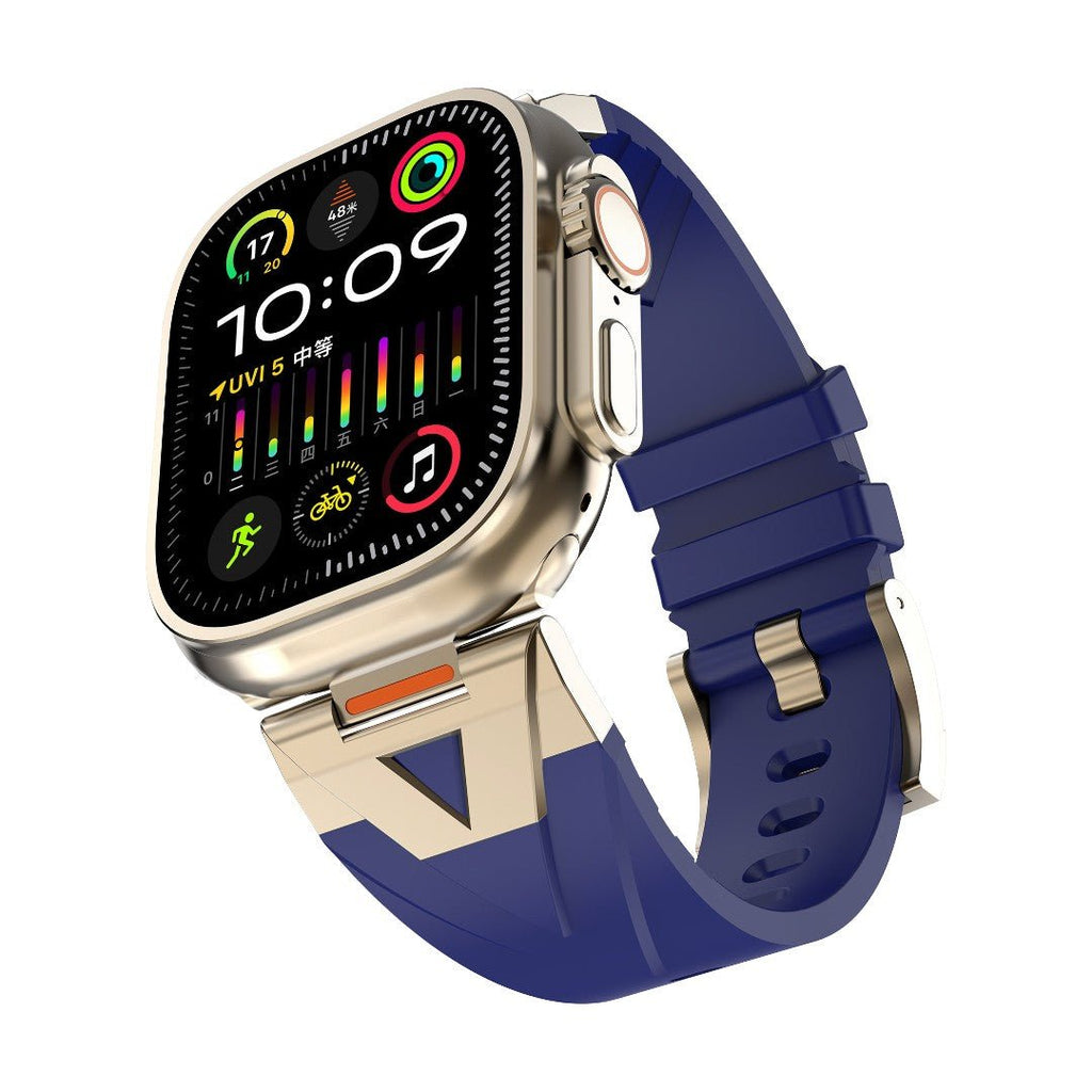 Pulseira para Apple Watch em silicone de alta resistência, fecho de fivela metálica, estilo desportivo dinâmico para Apple Watch, modelo Vécra