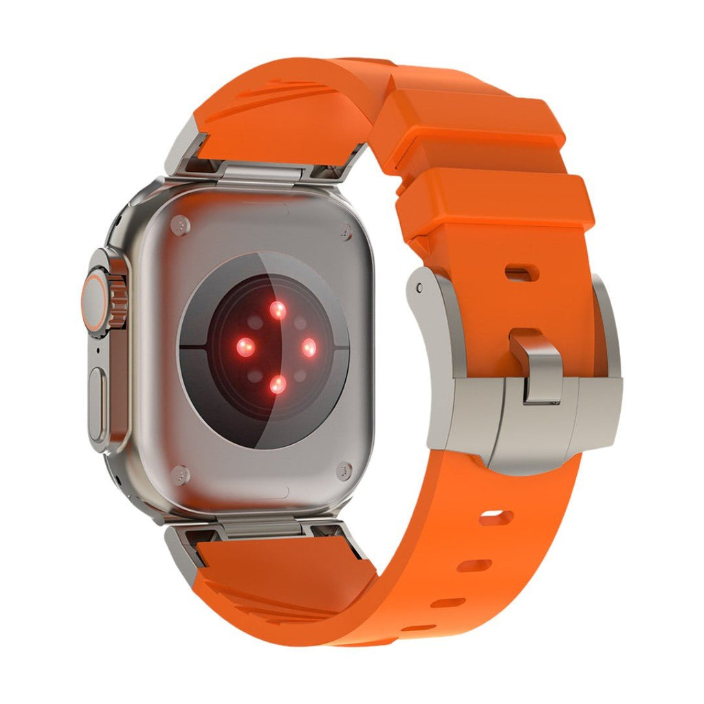 Pulseira para Apple Watch em silicone de alta resistência, fecho de fivela metálica, estilo desportivo dinâmico para Apple Watch, modelo Vécra