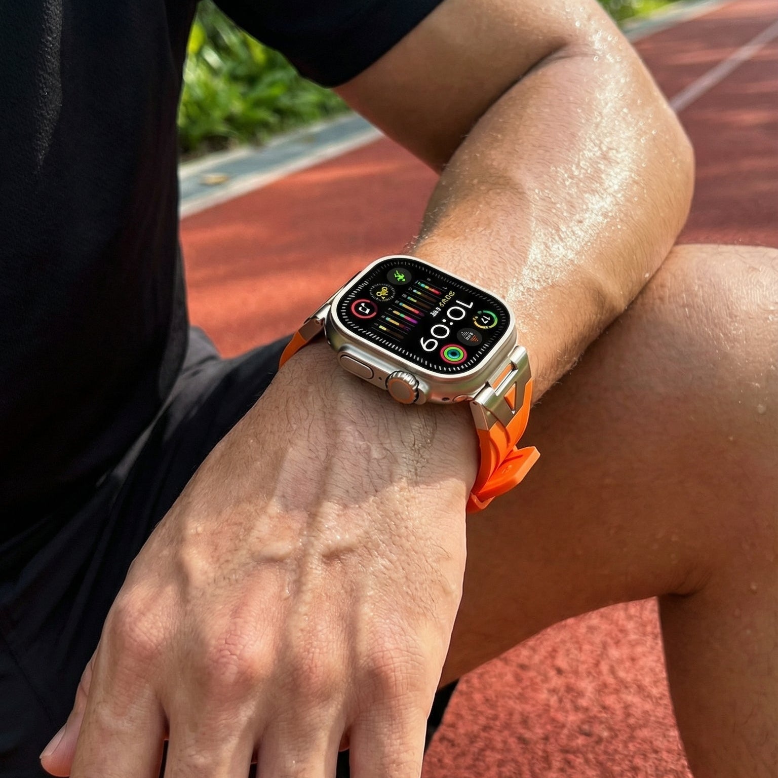 Pulseira para Apple Watch em silicone de alta resistência, fecho de fivela metálica, estilo desportivo dinâmico para Apple Watch, modelo Vécra