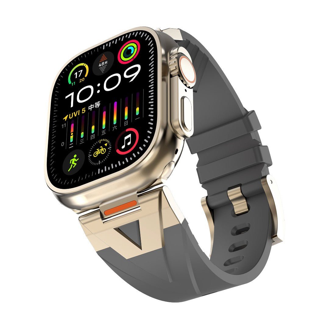 Pulseira para Apple Watch em silicone de alta resistência, fecho de fivela metálica, estilo desportivo dinâmico para Apple Watch, modelo Vécra