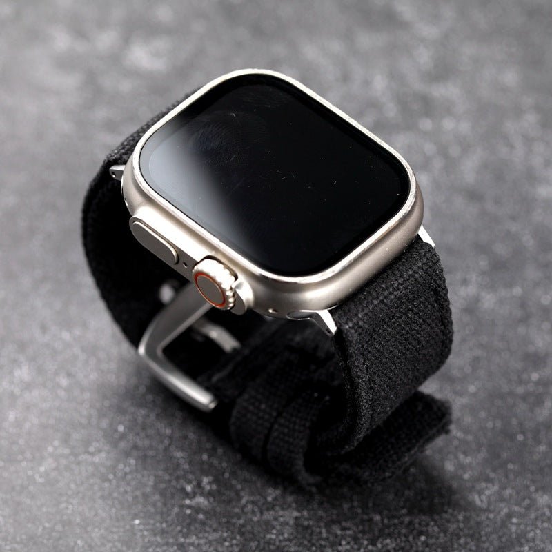 Apple Watch Bracelet in Double-Layer Canvas, Steel Pin Buckle, Jeffrey Model