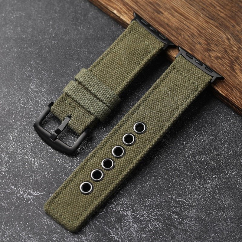 Apple Watch Bracelet in Double-Layer Canvas, Steel Pin Buckle, Jeffrey Model