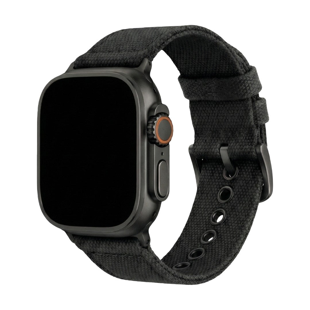 Apple Watch Bracelet in Double-Layer Canvas, Steel Pin Buckle, Jeffrey Model