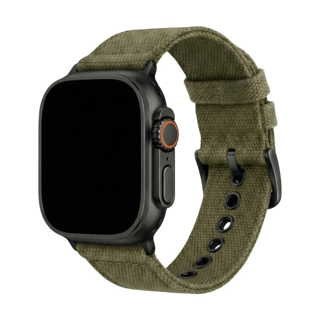 Apple Watch Bracelet in Double-Layer Canvas, Steel Pin Buckle, Jeffrey Model