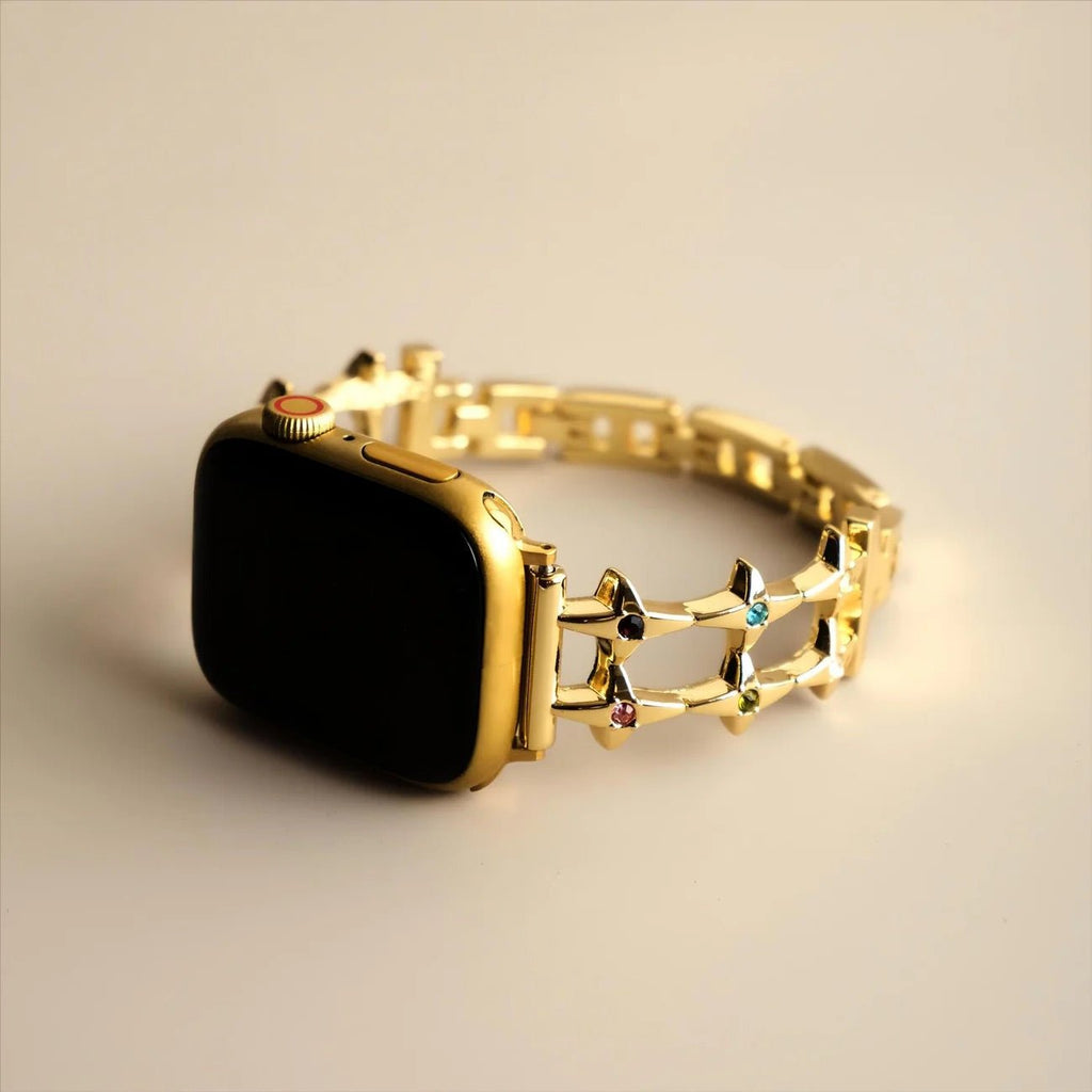 Bracelet Apple Watch étoilé, pour femme, zircons colorés, modèle Érima - La Boutique du Bracelet
